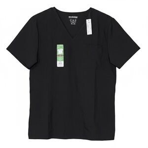 Scrubstar Premium Unisex V-Neck Scrub Top Black Size Small Stretch NWT